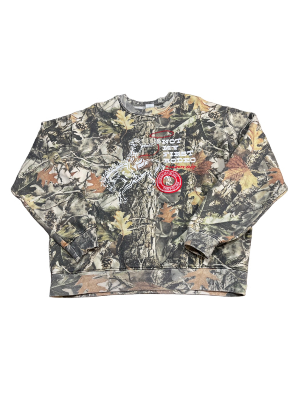 Charlie Southern Not My First Rodeo Camo Crewneck Sweatshirt